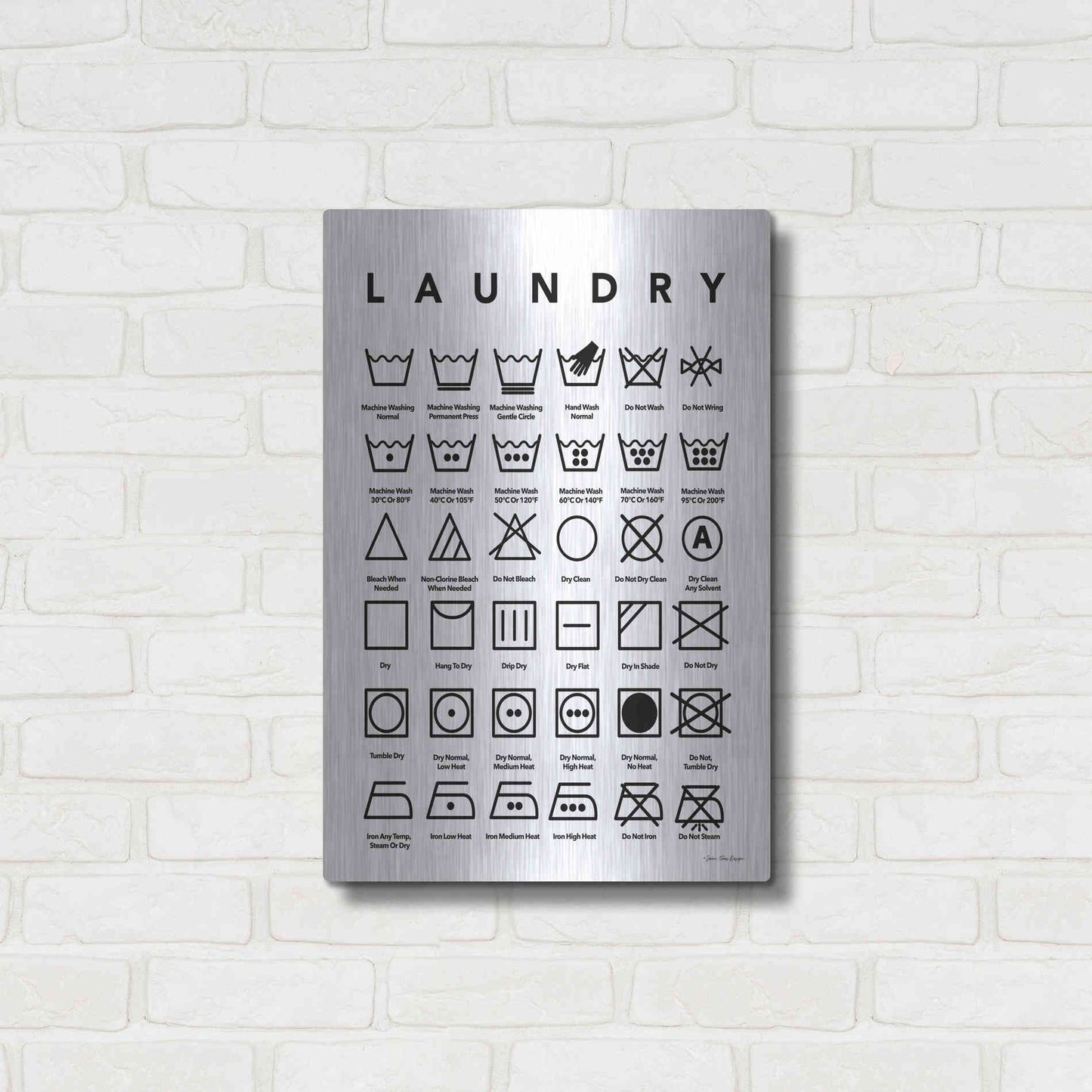 Luxe Metal Art 'Laundry Symbols' by Seven Trees Design, Metal Wall Art,16x24