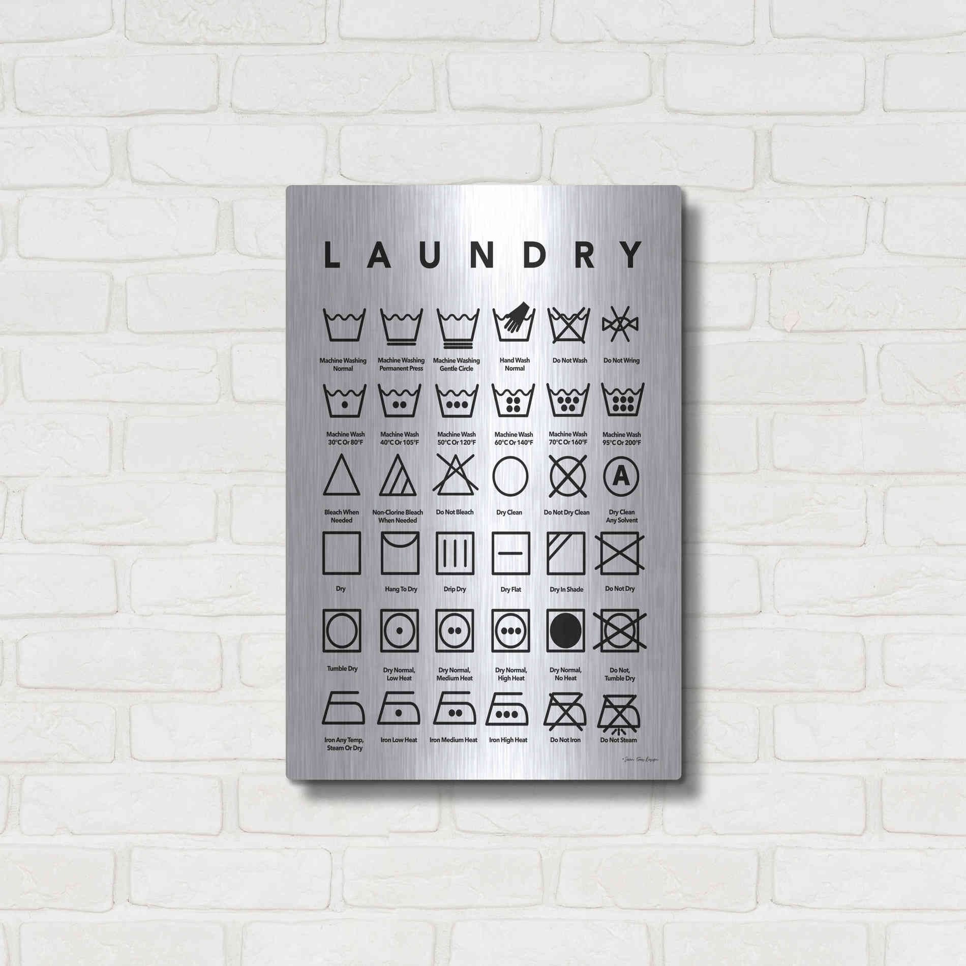 Luxe Metal Art 'Laundry Symbols' by Seven Trees Design, Metal Wall Art,16x24