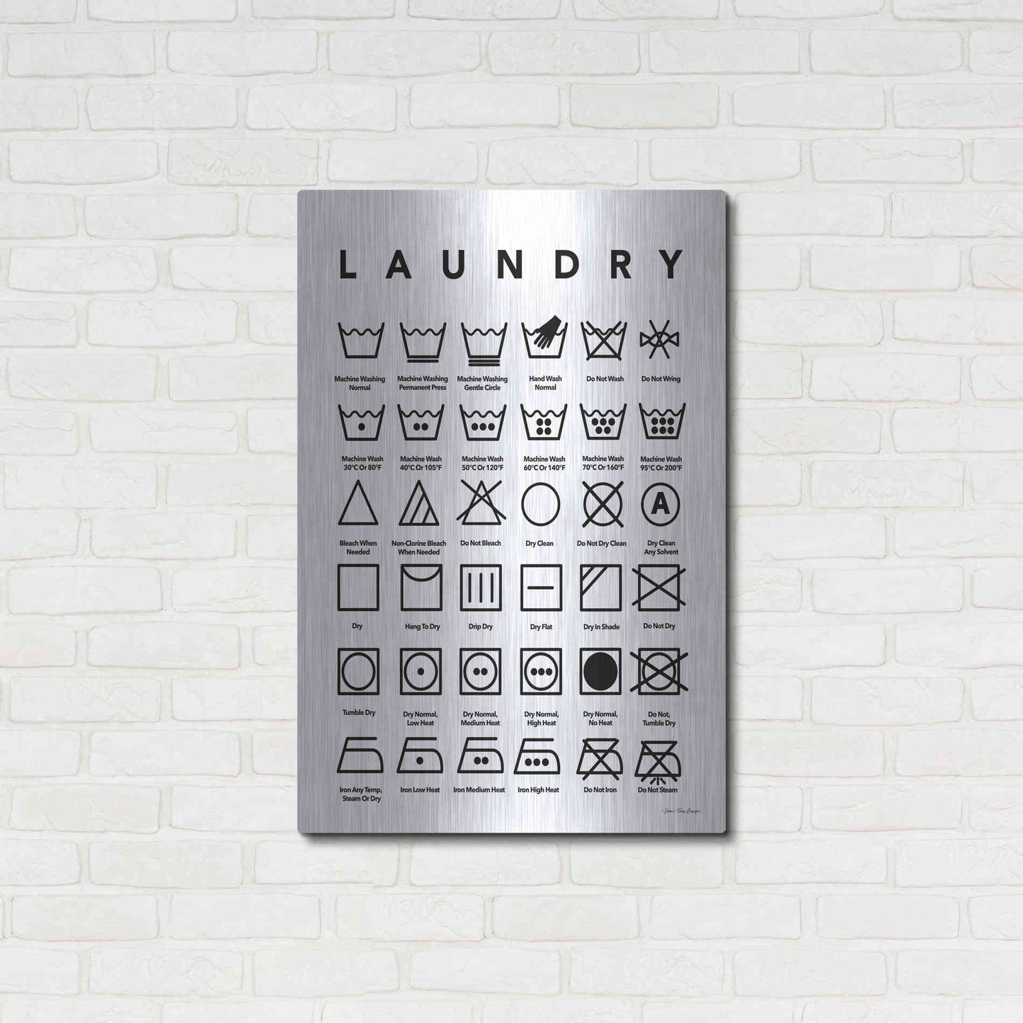 Luxe Metal Art 'Laundry Symbols' by Seven Trees Design, Metal Wall Art,24x36
