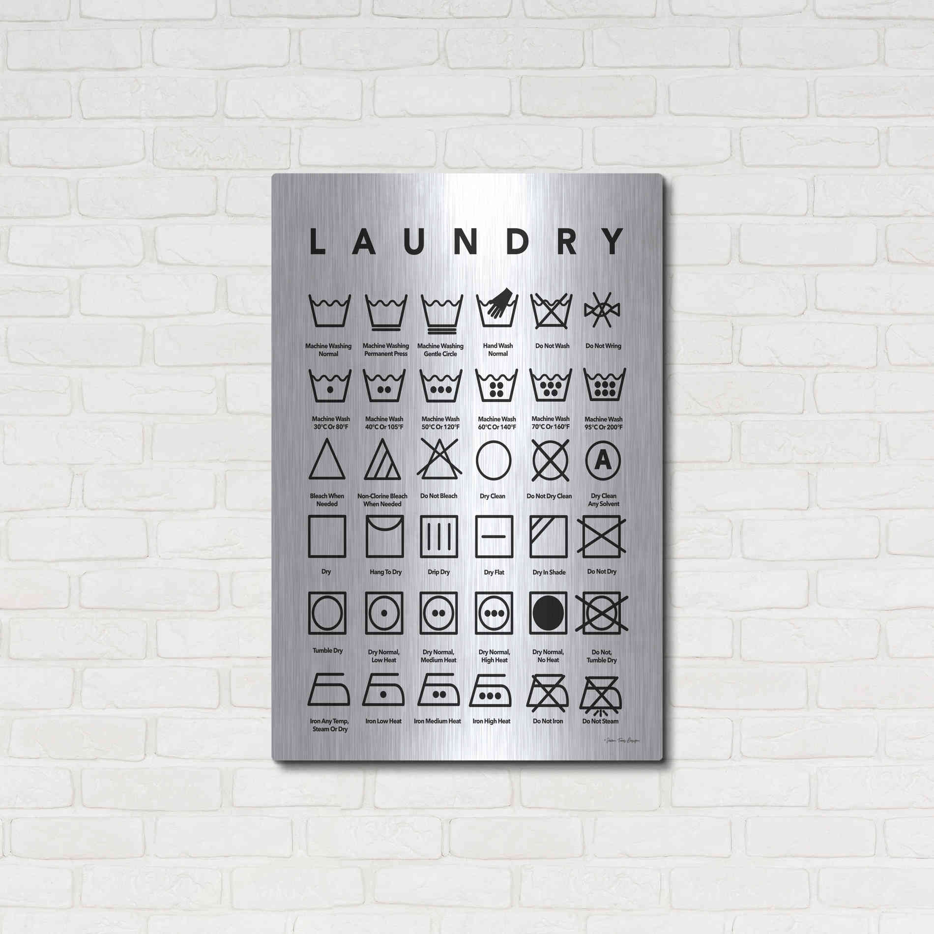Luxe Metal Art 'Laundry Symbols' by Seven Trees Design, Metal Wall Art,24x36