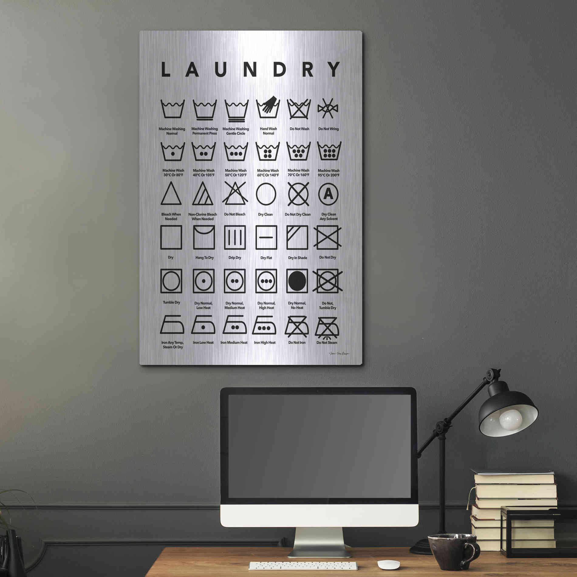 Luxe Metal Art 'Laundry Symbols' by Seven Trees Design, Metal Wall Art,24x36