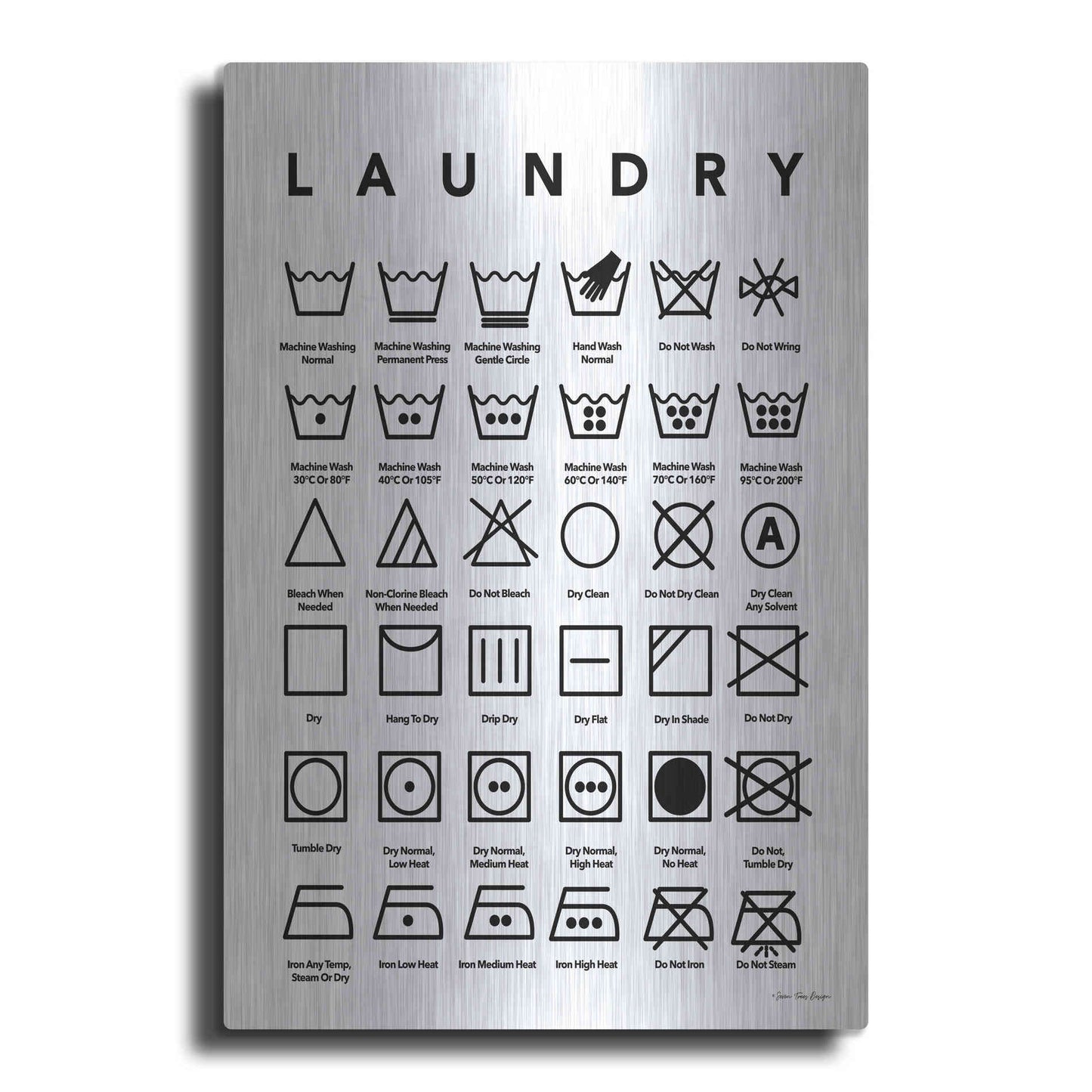 Luxe Metal Art 'Laundry Symbols' by Seven Trees Design, Metal Wall Art