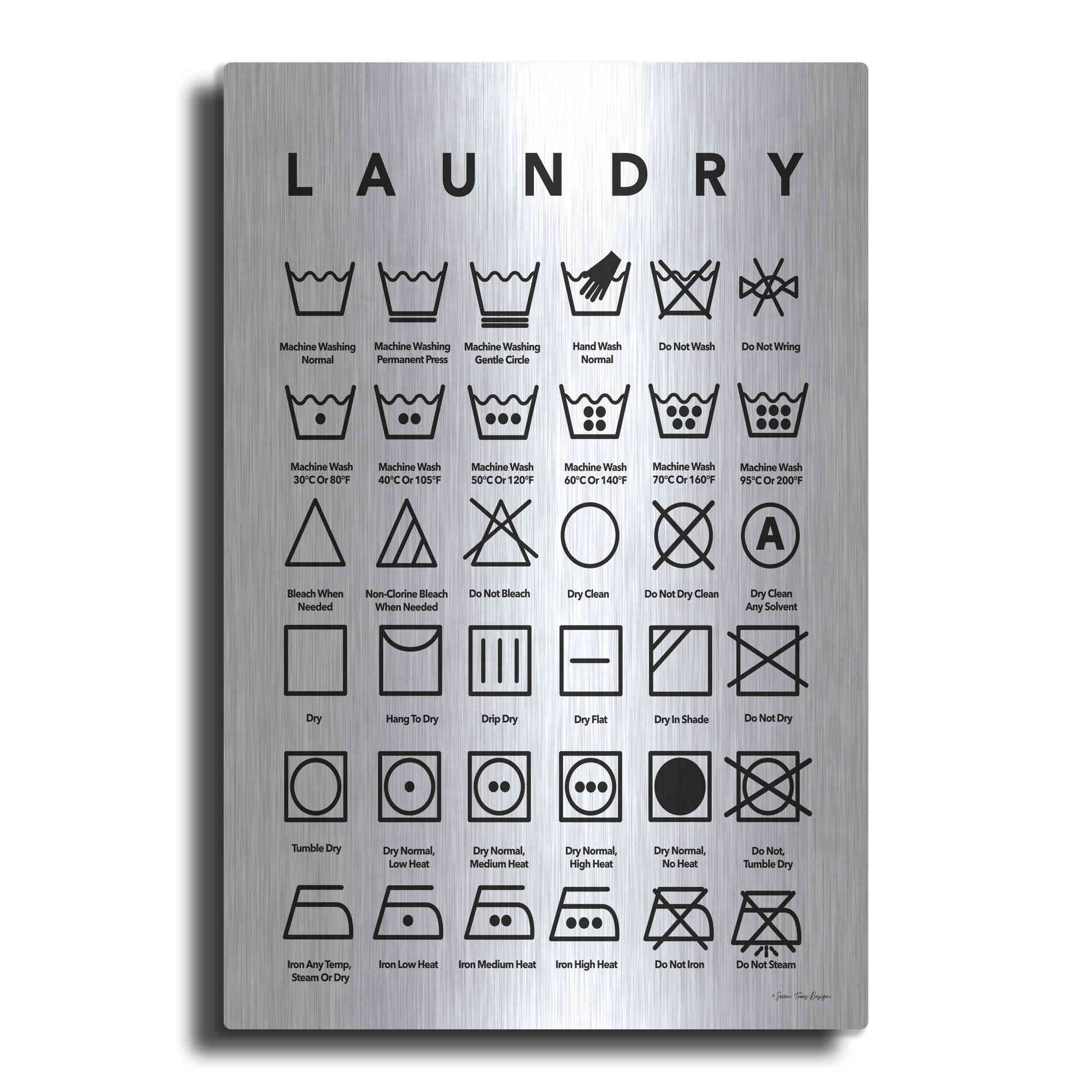 Luxe Metal Art 'Laundry Symbols' by Seven Trees Design, Metal Wall Art