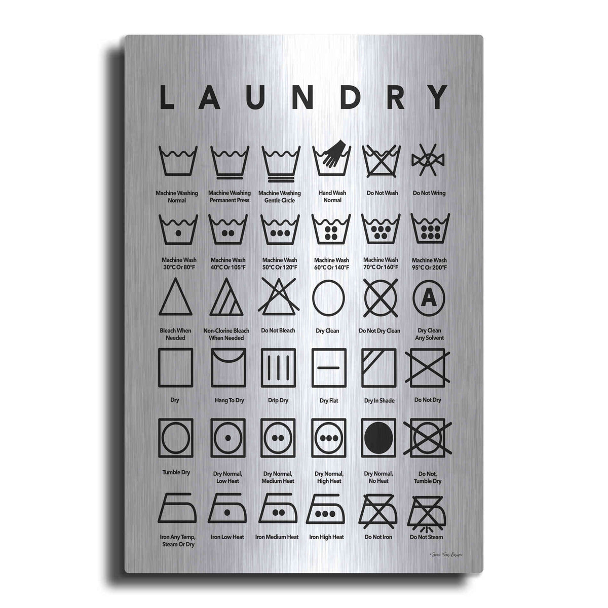 Luxe Metal Art 'Laundry Symbols' by Seven Trees Design, Metal Wall Art