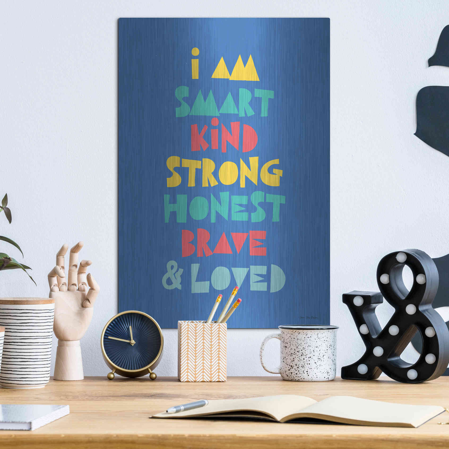 Luxe Metal Art 'I Am Smart..' by Seven Trees Design, Metal Wall Art,12x16