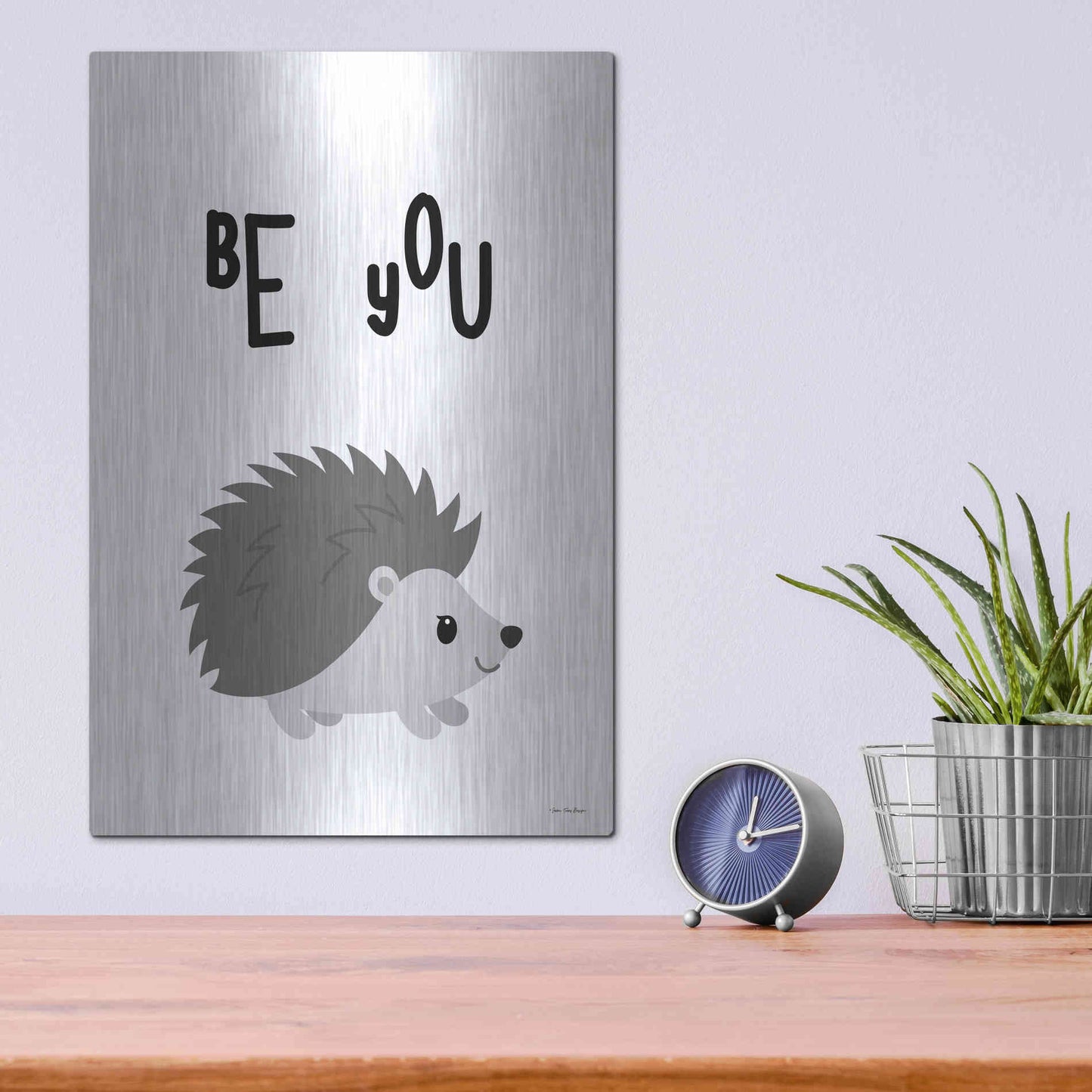 Luxe Metal Art 'Be You Hedgehog' by Seven Trees Design, Metal Wall Art,12x16