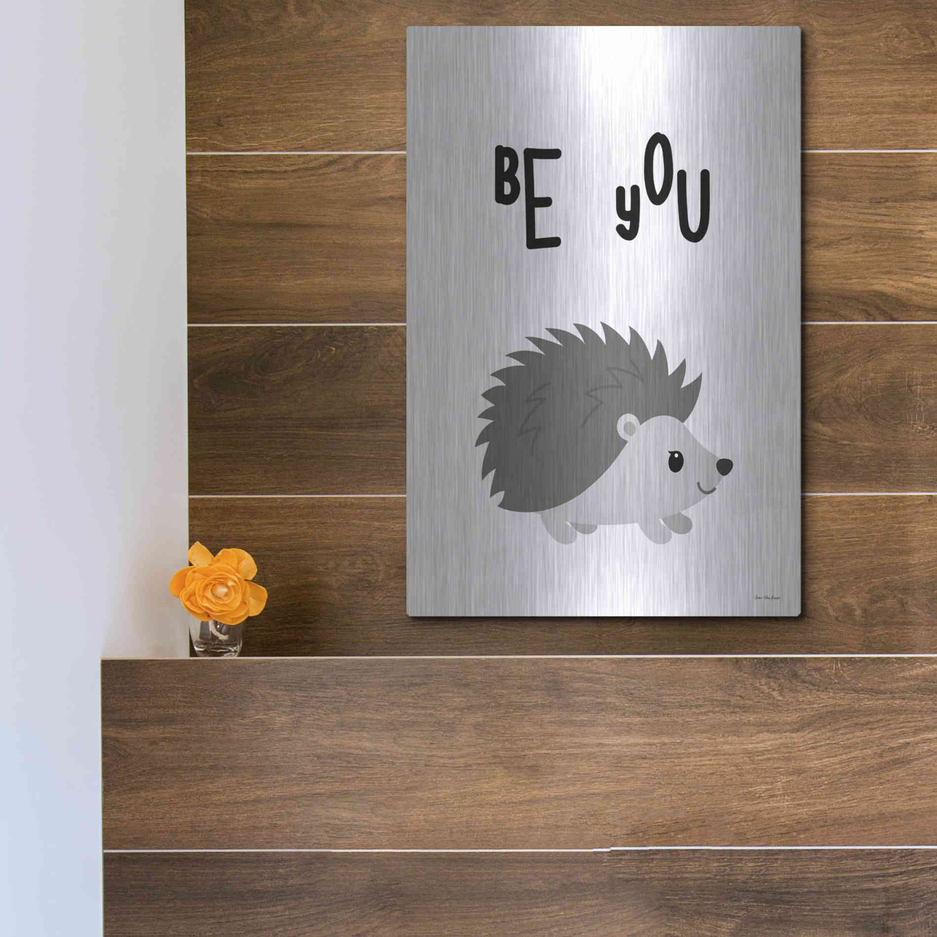 Luxe Metal Art 'Be You Hedgehog' by Seven Trees Design, Metal Wall Art,12x16