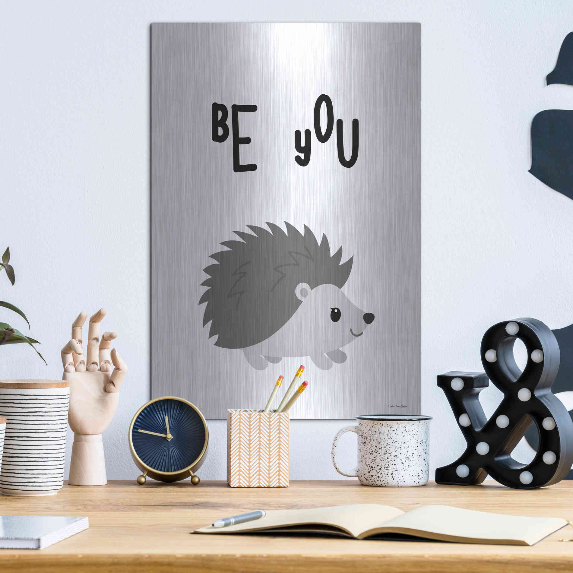 Luxe Metal Art 'Be You Hedgehog' by Seven Trees Design, Metal Wall Art,12x16