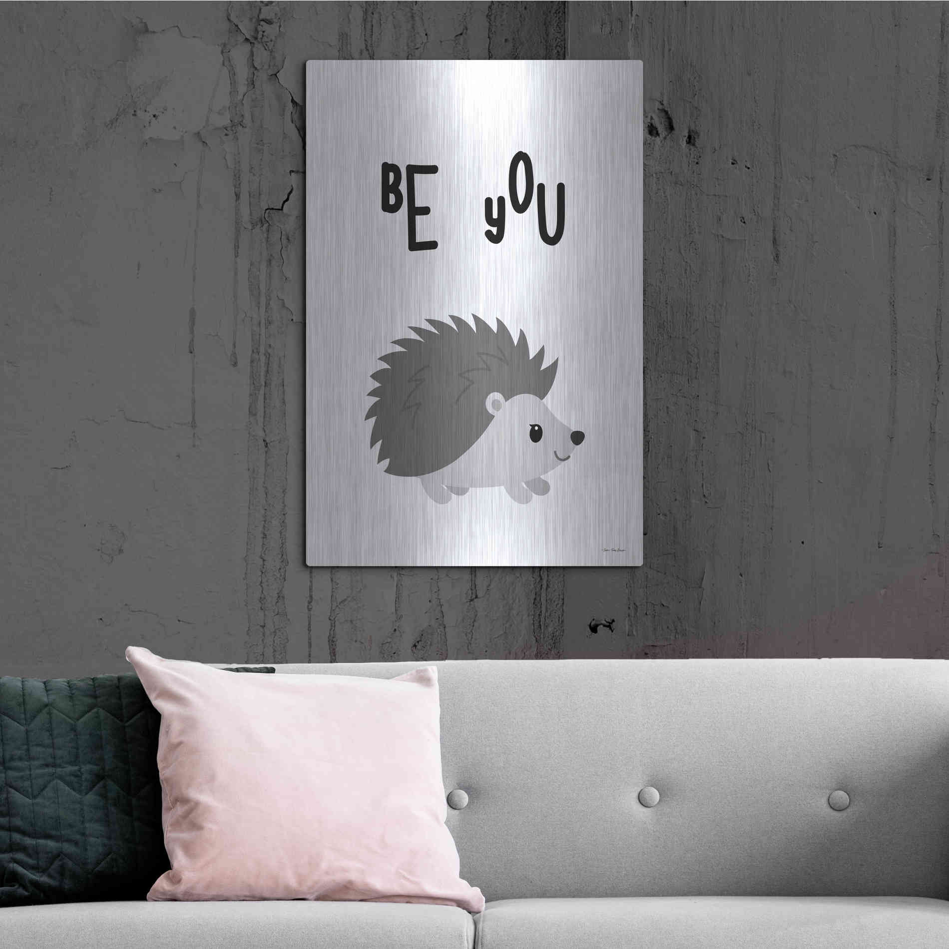 Luxe Metal Art 'Be You Hedgehog' by Seven Trees Design, Metal Wall Art,24x36