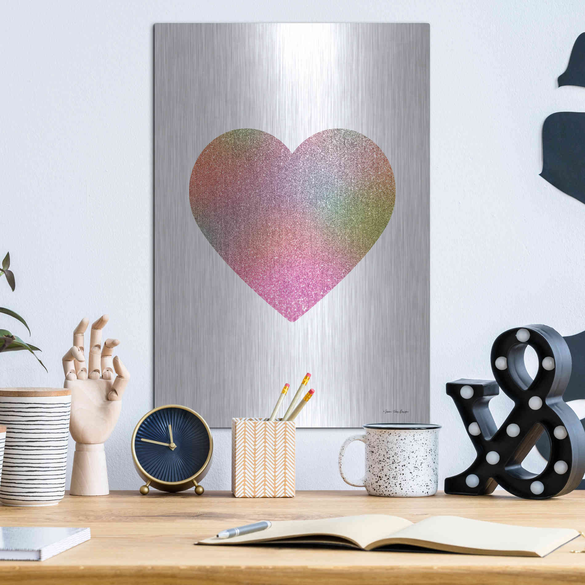 Luxe Metal Art 'Happy Heart I' by Seven Trees Design, Metal Wall Art,12x16