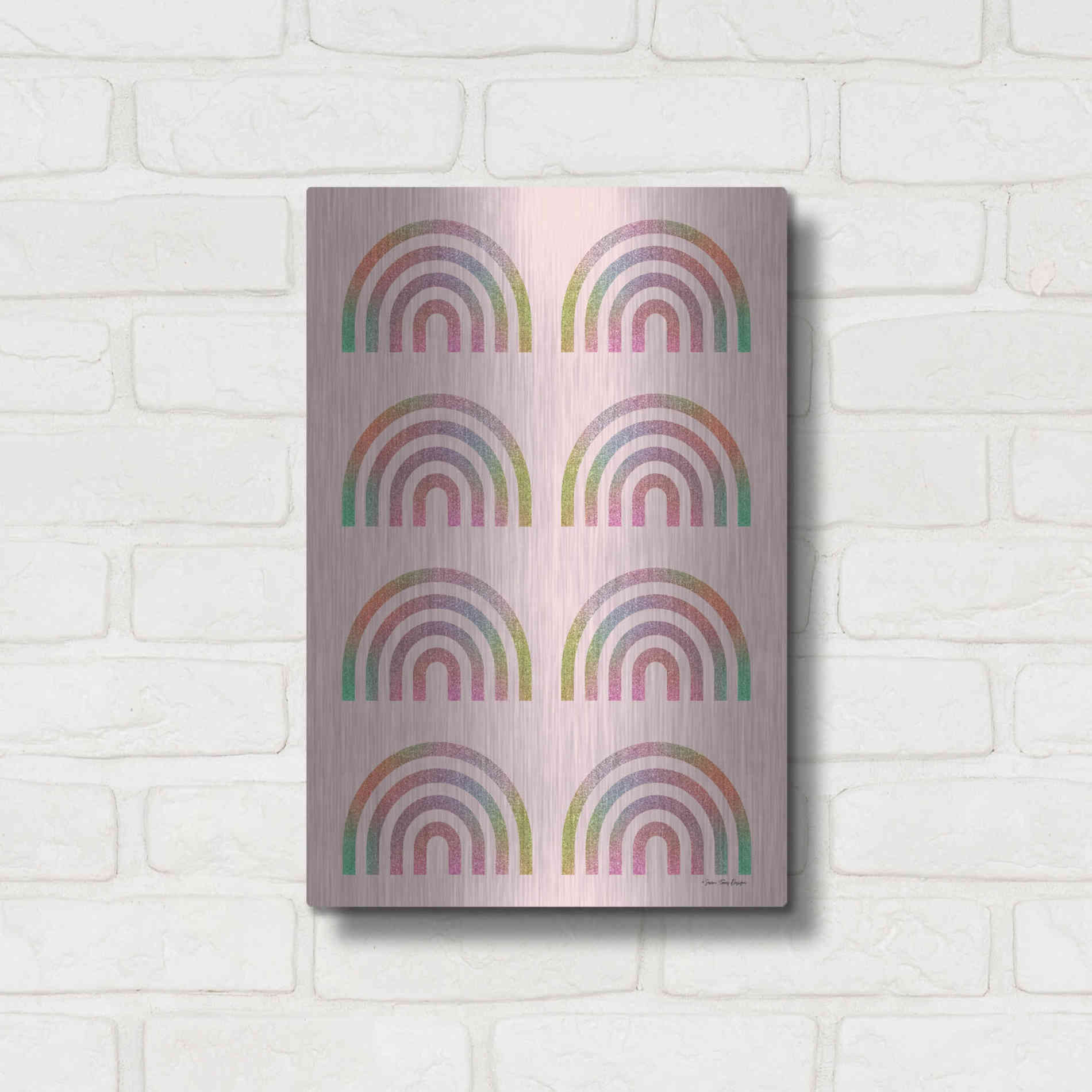 Luxe Metal Art 'Happy Glitter Rainbows' by Seven Trees Design, Metal Wall Art,12x16