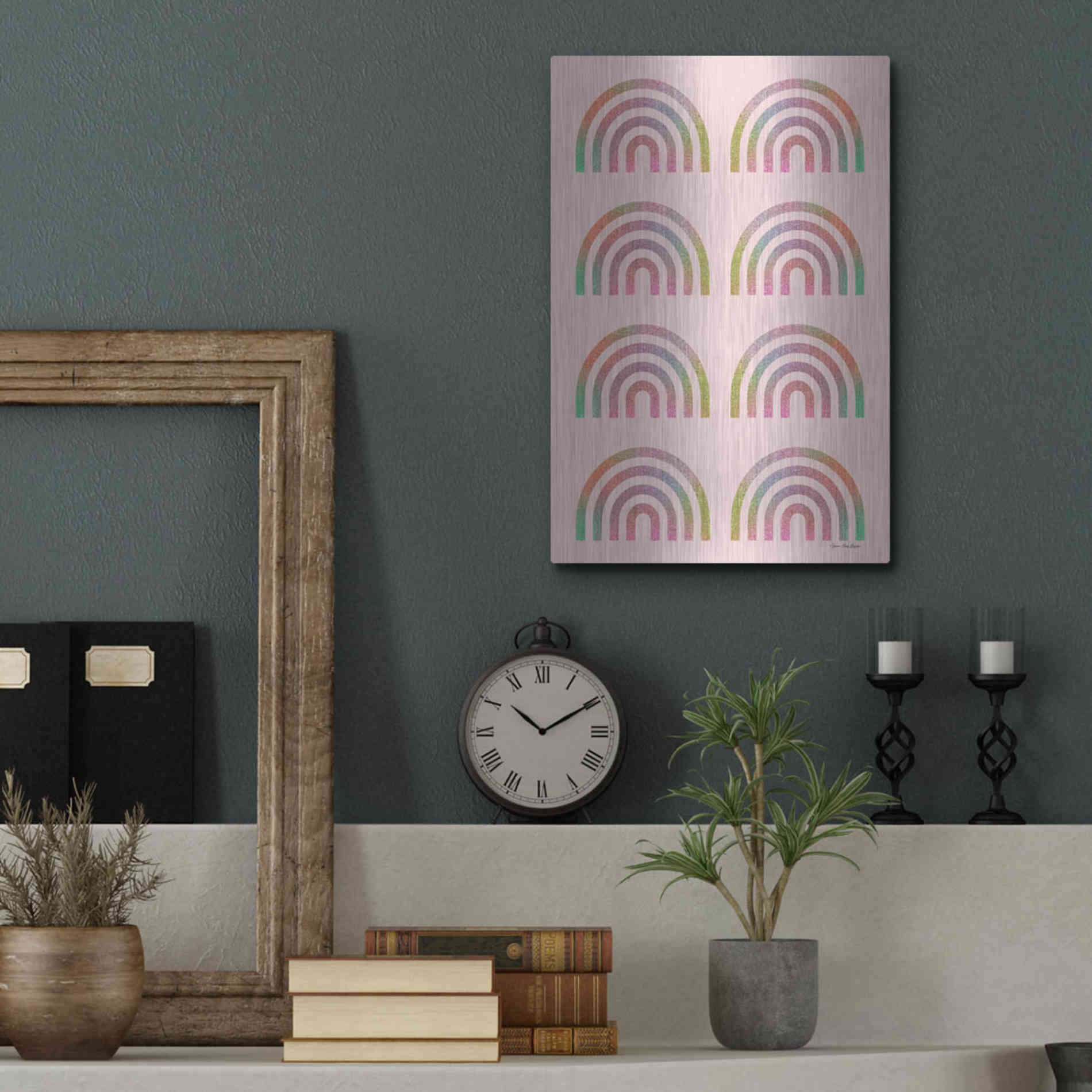 Luxe Metal Art 'Happy Glitter Rainbows' by Seven Trees Design, Metal Wall Art,12x16