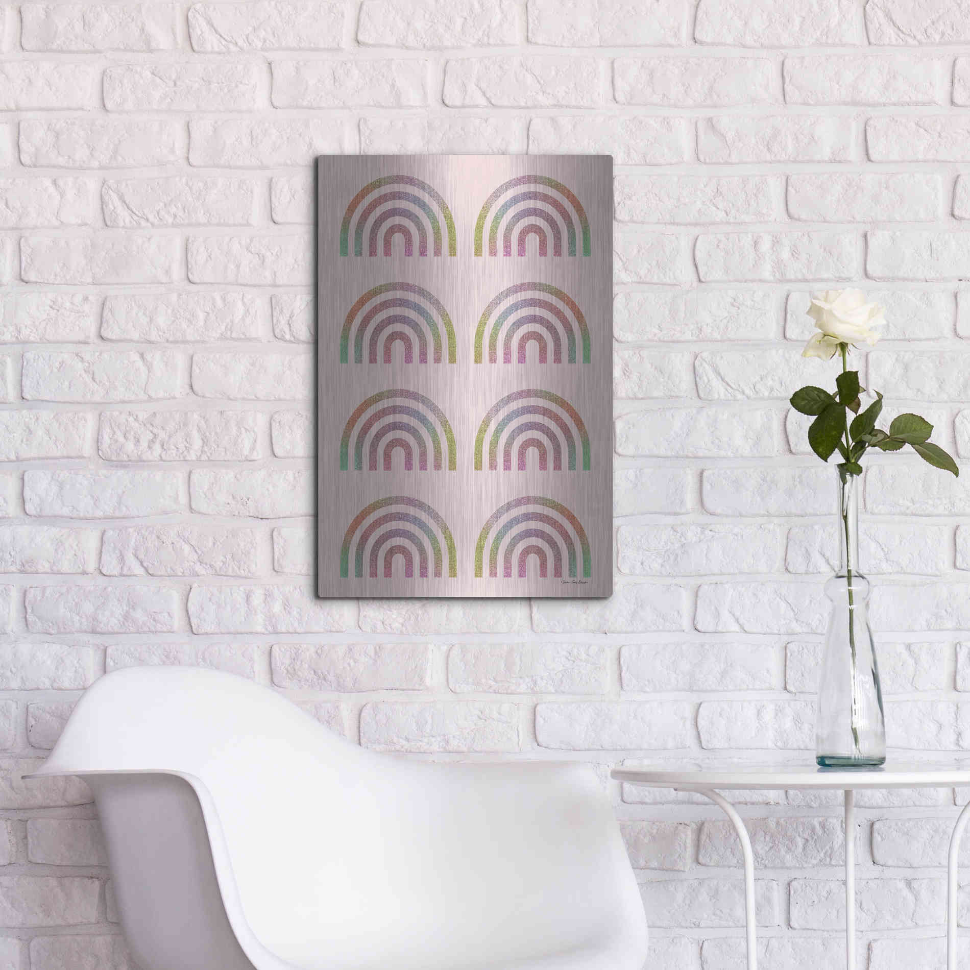 Luxe Metal Art 'Happy Glitter Rainbows' by Seven Trees Design, Metal Wall Art,16x24