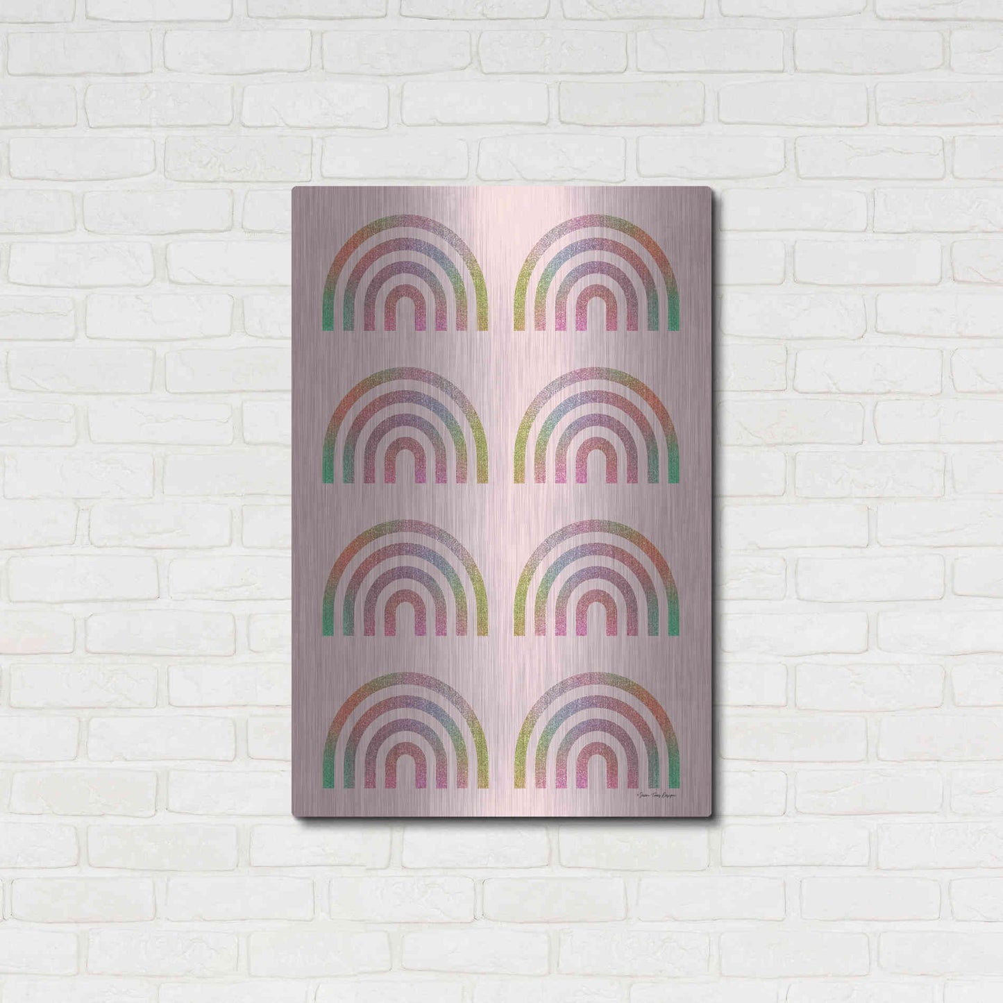 Luxe Metal Art 'Happy Glitter Rainbows' by Seven Trees Design, Metal Wall Art,24x36