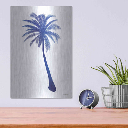 Luxe Metal Art 'Blue Palm Tree I' by Seven Trees Design, Metal Wall Art,12x16