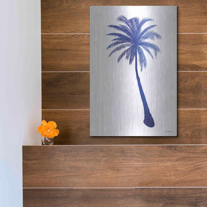 Luxe Metal Art 'Blue Palm Tree I' by Seven Trees Design, Metal Wall Art,12x16
