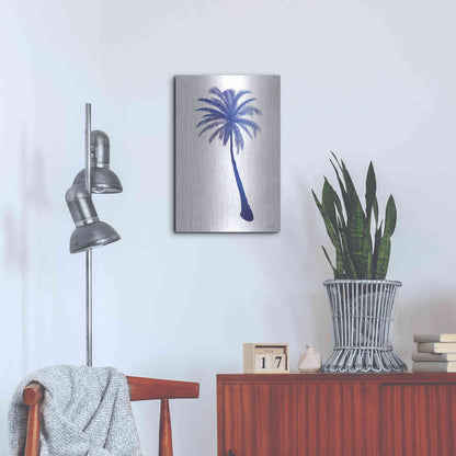 Luxe Metal Art 'Blue Palm Tree I' by Seven Trees Design, Metal Wall Art,16x24