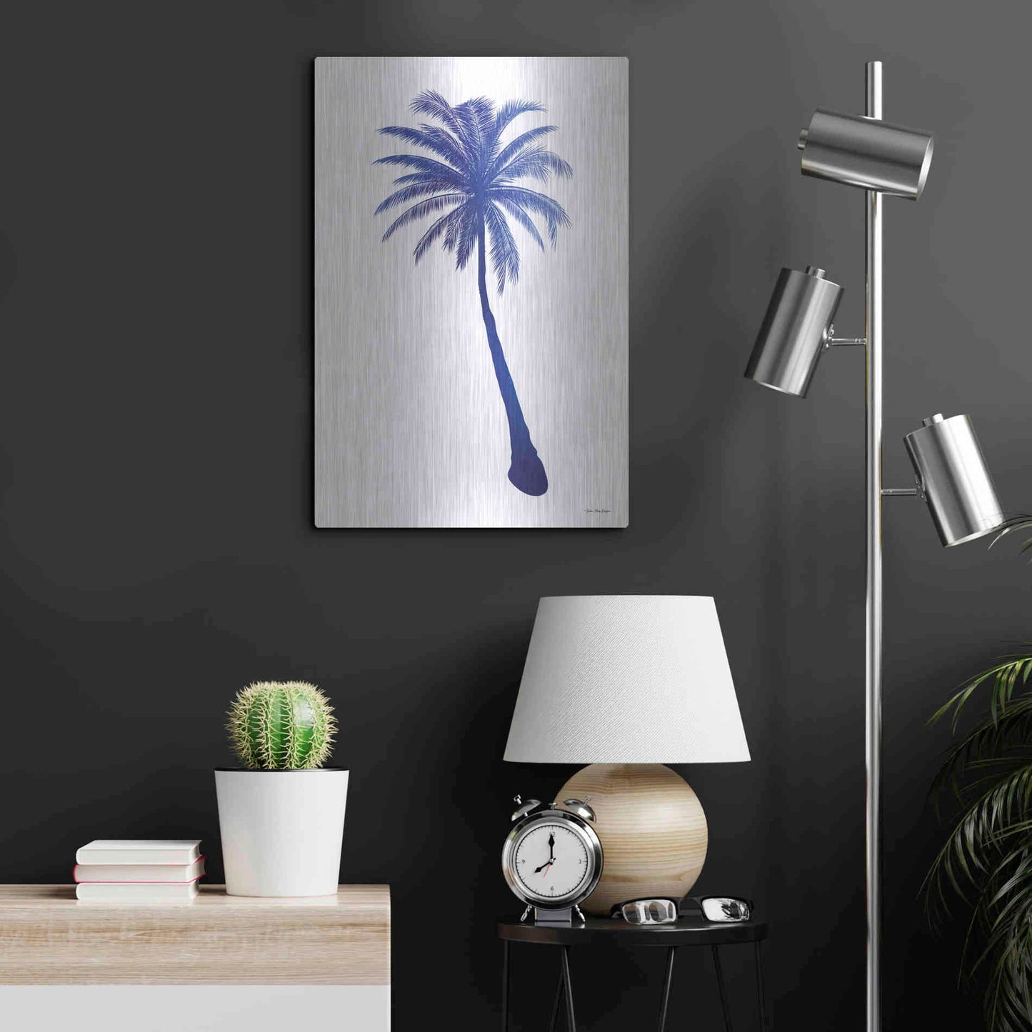 Luxe Metal Art 'Blue Palm Tree I' by Seven Trees Design, Metal Wall Art,16x24