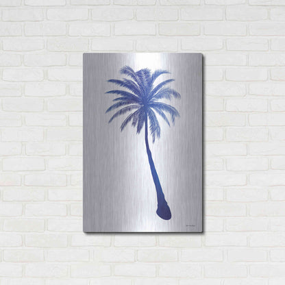 Luxe Metal Art 'Blue Palm Tree I' by Seven Trees Design, Metal Wall Art,24x36