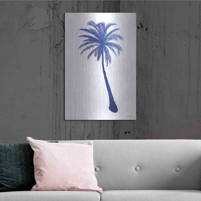 Luxe Metal Art 'Blue Palm Tree I' by Seven Trees Design, Metal Wall Art,24x36