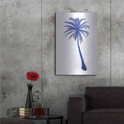 Luxe Metal Art 'Blue Palm Tree I' by Seven Trees Design, Metal Wall Art,24x36
