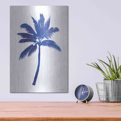 Luxe Metal Art 'Blue Palm Tree III' by Seven Trees Design, Metal Wall Art,12x16