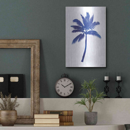 Luxe Metal Art 'Blue Palm Tree III' by Seven Trees Design, Metal Wall Art,12x16