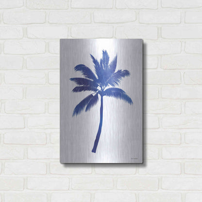 Luxe Metal Art 'Blue Palm Tree III' by Seven Trees Design, Metal Wall Art,16x24