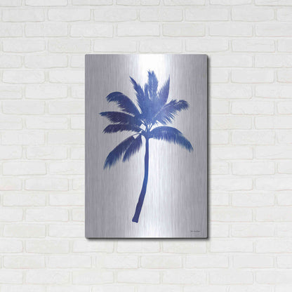 Luxe Metal Art 'Blue Palm Tree III' by Seven Trees Design, Metal Wall Art,24x36
