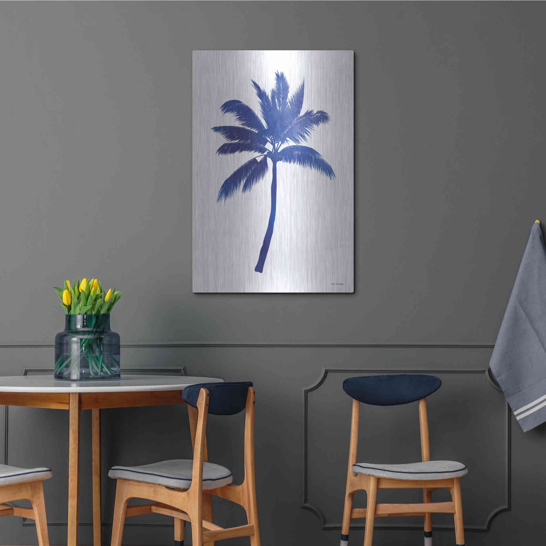 Luxe Metal Art 'Blue Palm Tree III' by Seven Trees Design, Metal Wall Art,24x36