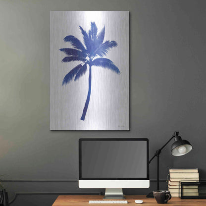 Luxe Metal Art 'Blue Palm Tree III' by Seven Trees Design, Metal Wall Art,24x36
