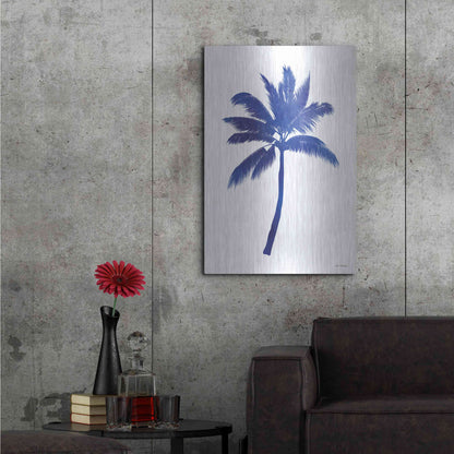 Luxe Metal Art 'Blue Palm Tree III' by Seven Trees Design, Metal Wall Art,24x36