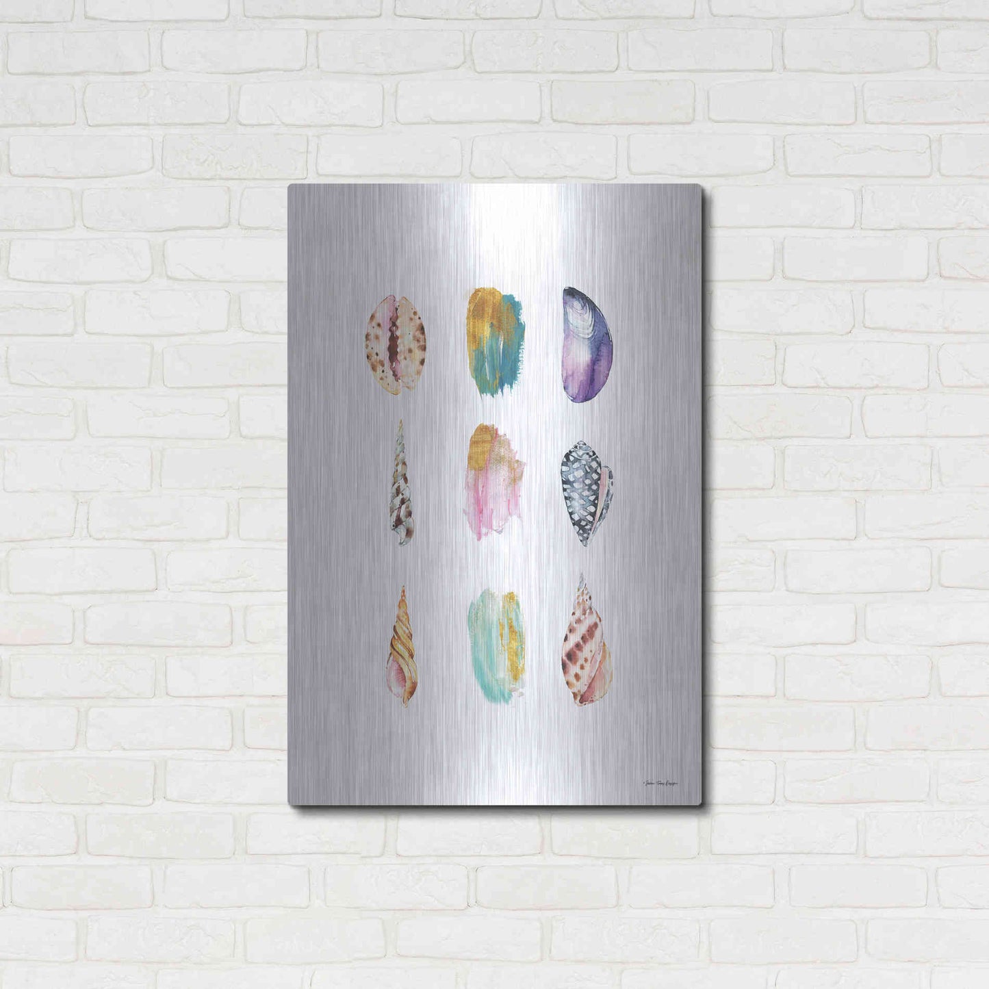 Luxe Metal Art 'Sea and Brush Strokes I' by Seven Trees Design, Metal Wall Art,24x36
