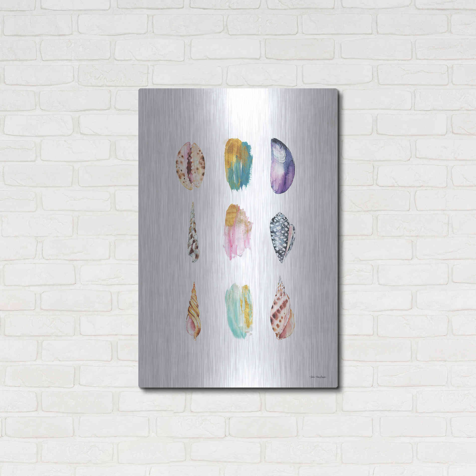 Luxe Metal Art 'Sea and Brush Strokes I' by Seven Trees Design, Metal Wall Art,24x36