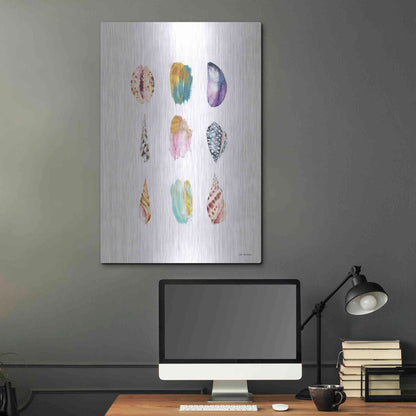 Luxe Metal Art 'Sea and Brush Strokes I' by Seven Trees Design, Metal Wall Art,24x36