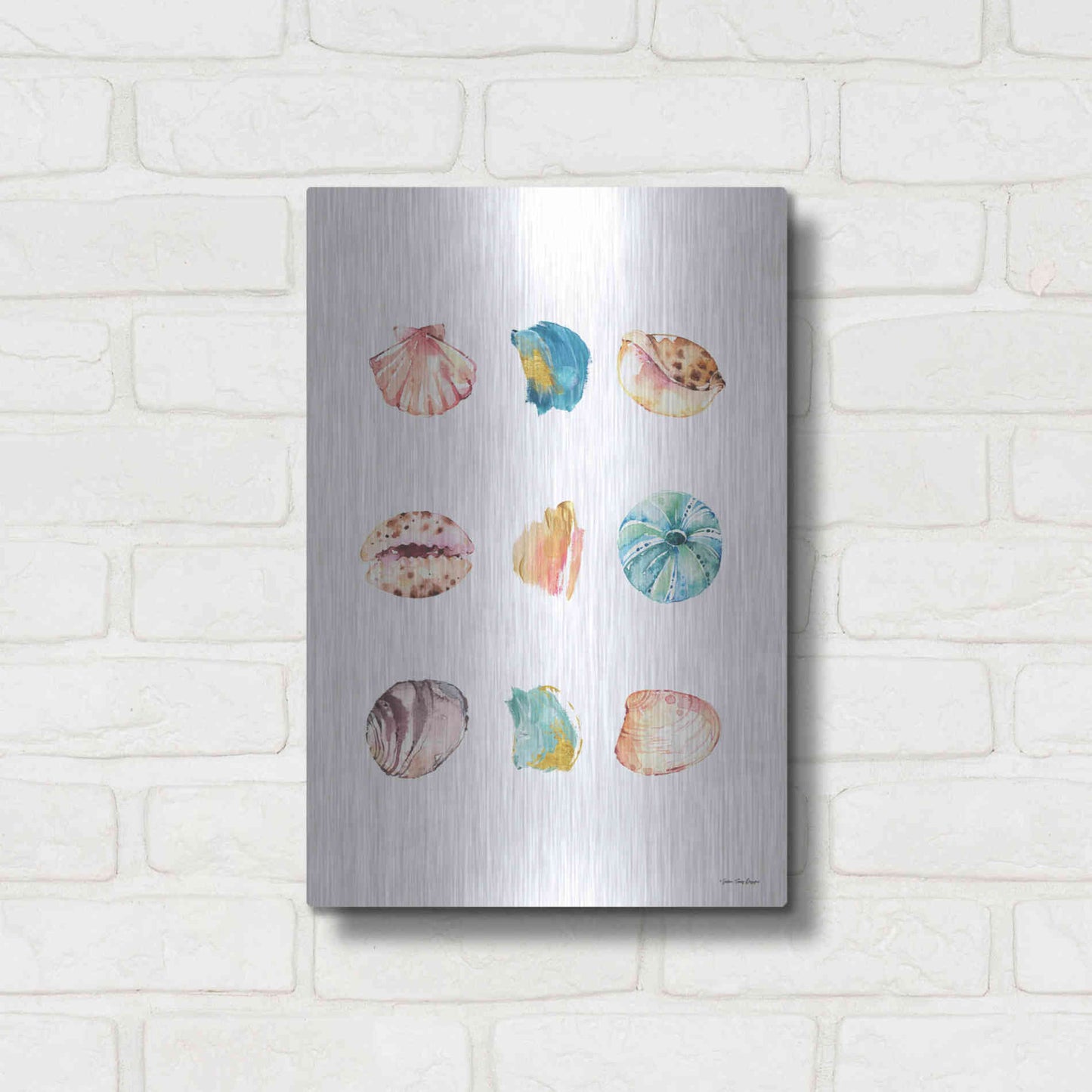 Luxe Metal Art 'Sea and Brush Strokes II' by Seven Trees Design, Metal Wall Art,12x16