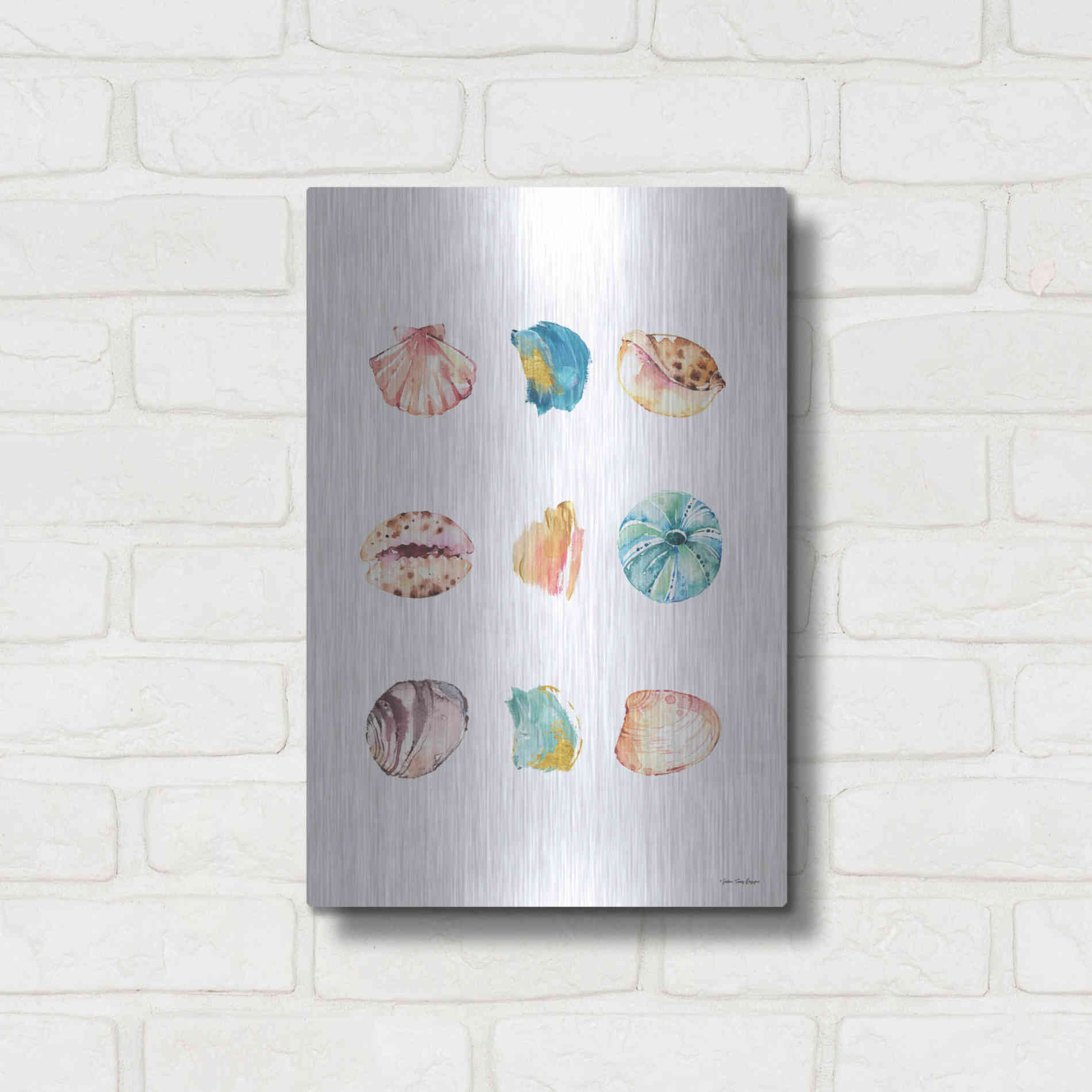 Luxe Metal Art 'Sea and Brush Strokes II' by Seven Trees Design, Metal Wall Art,12x16