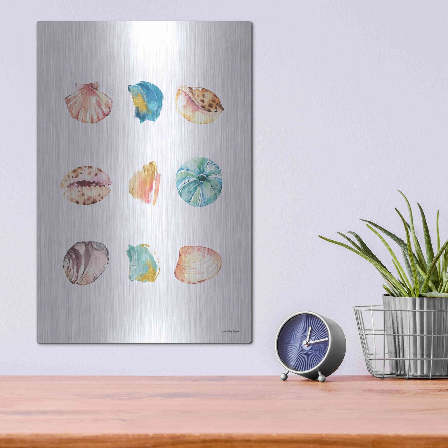 Luxe Metal Art 'Sea and Brush Strokes II' by Seven Trees Design, Metal Wall Art,12x16