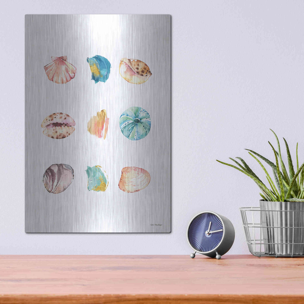Luxe Metal Art 'Sea and Brush Strokes II' by Seven Trees Design, Metal Wall Art,12x16