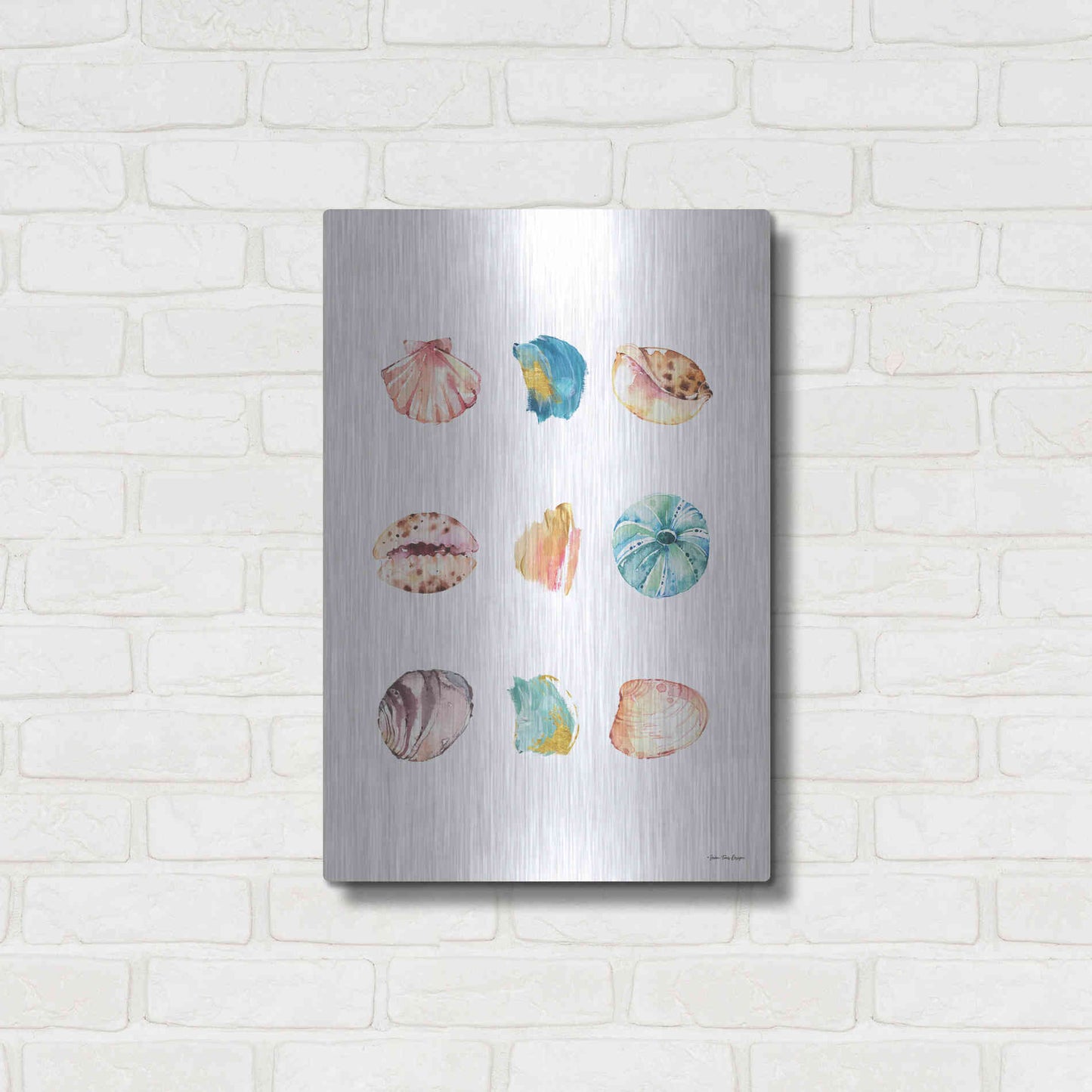 Luxe Metal Art 'Sea and Brush Strokes II' by Seven Trees Design, Metal Wall Art,16x24