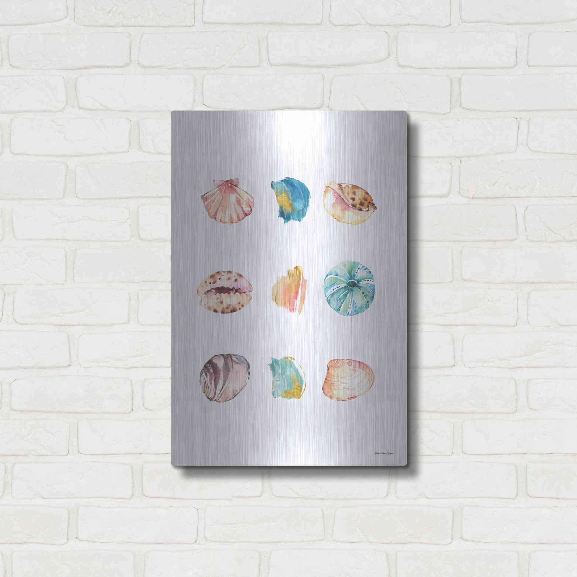 Luxe Metal Art 'Sea and Brush Strokes II' by Seven Trees Design, Metal Wall Art,16x24