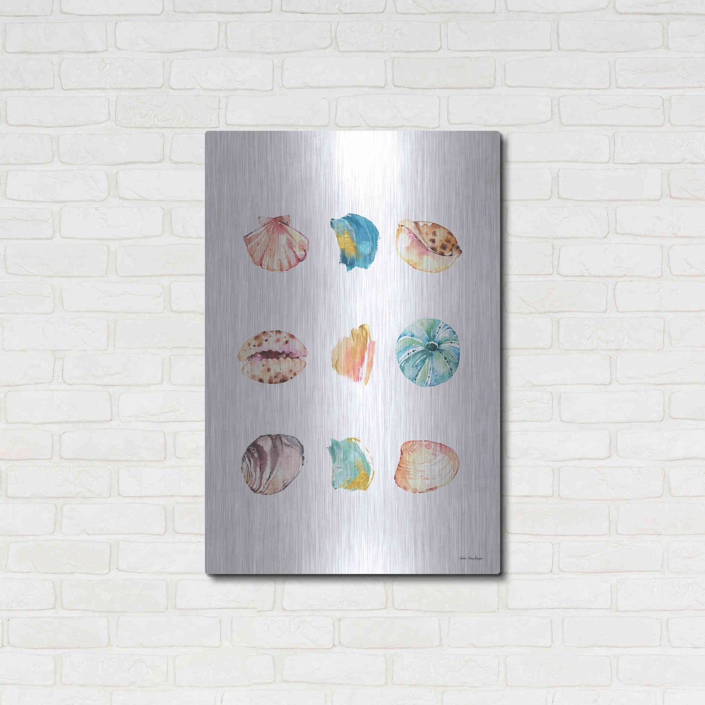 Luxe Metal Art 'Sea and Brush Strokes II' by Seven Trees Design, Metal Wall Art,24x36