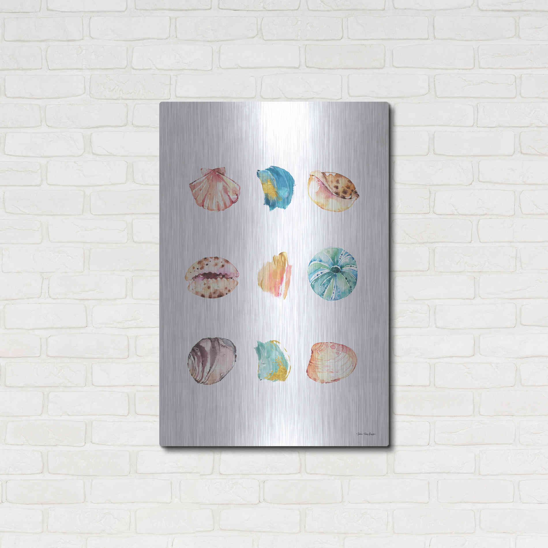 Luxe Metal Art 'Sea and Brush Strokes II' by Seven Trees Design, Metal Wall Art,24x36