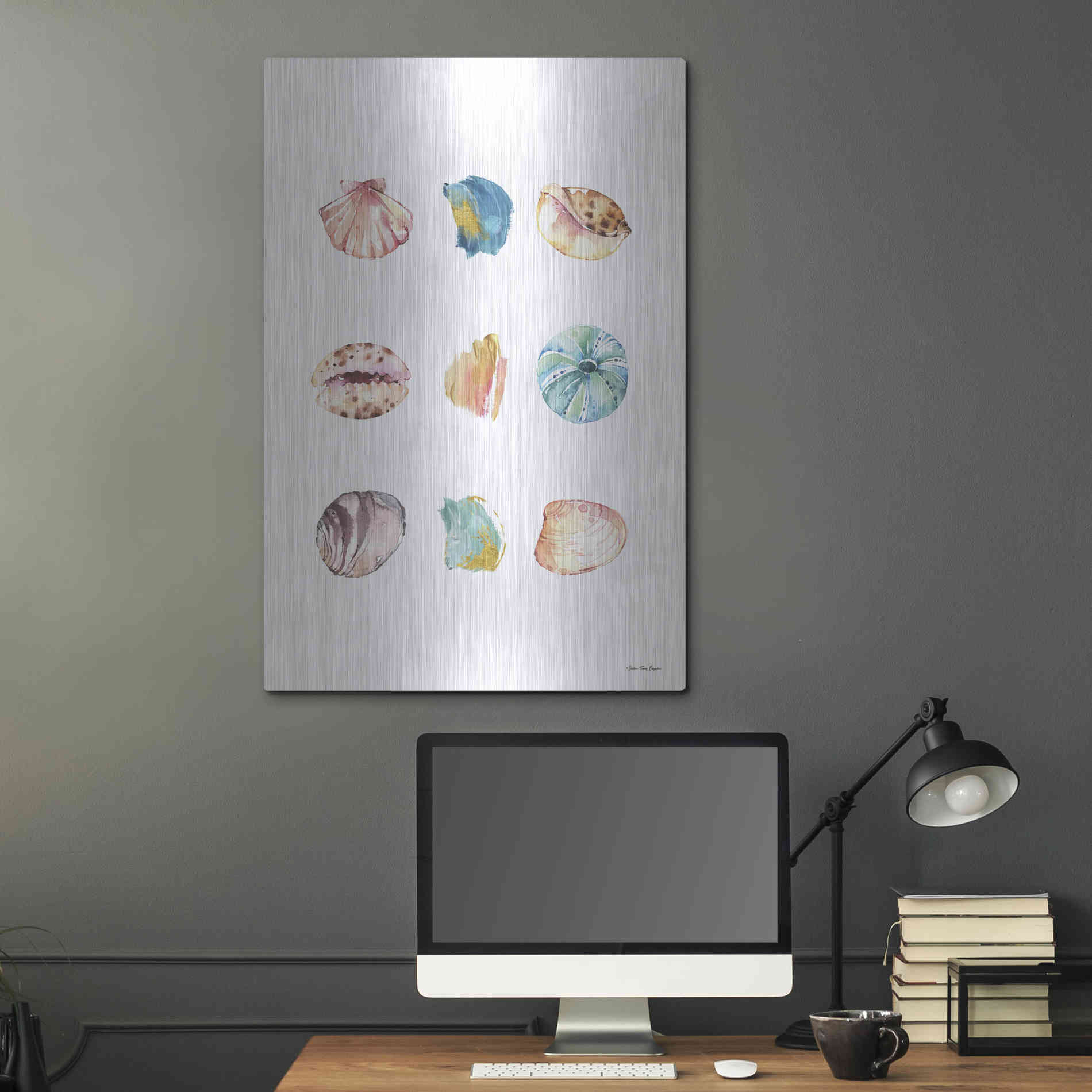 Luxe Metal Art 'Sea and Brush Strokes II' by Seven Trees Design, Metal Wall Art,24x36
