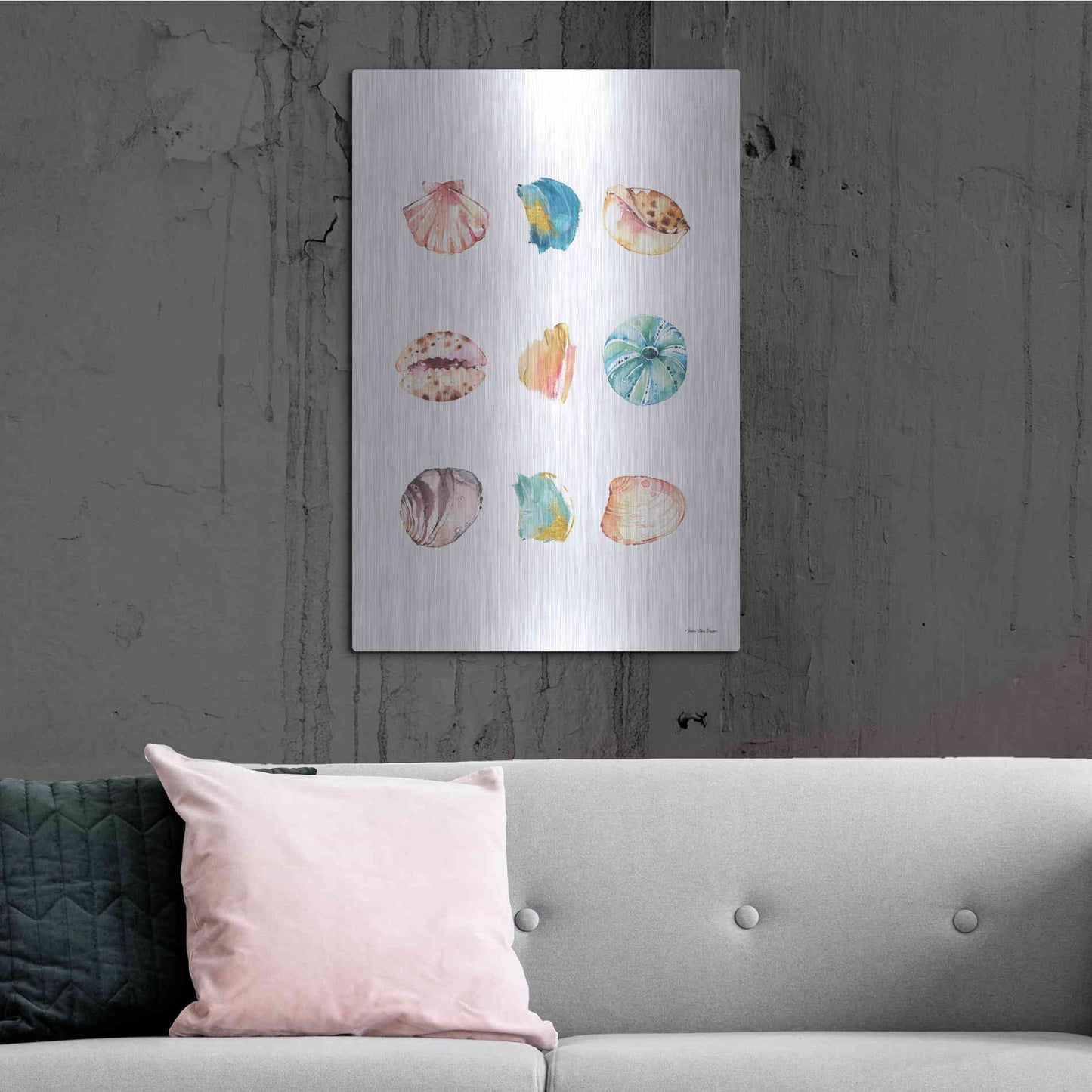 Luxe Metal Art 'Sea and Brush Strokes II' by Seven Trees Design, Metal Wall Art,24x36