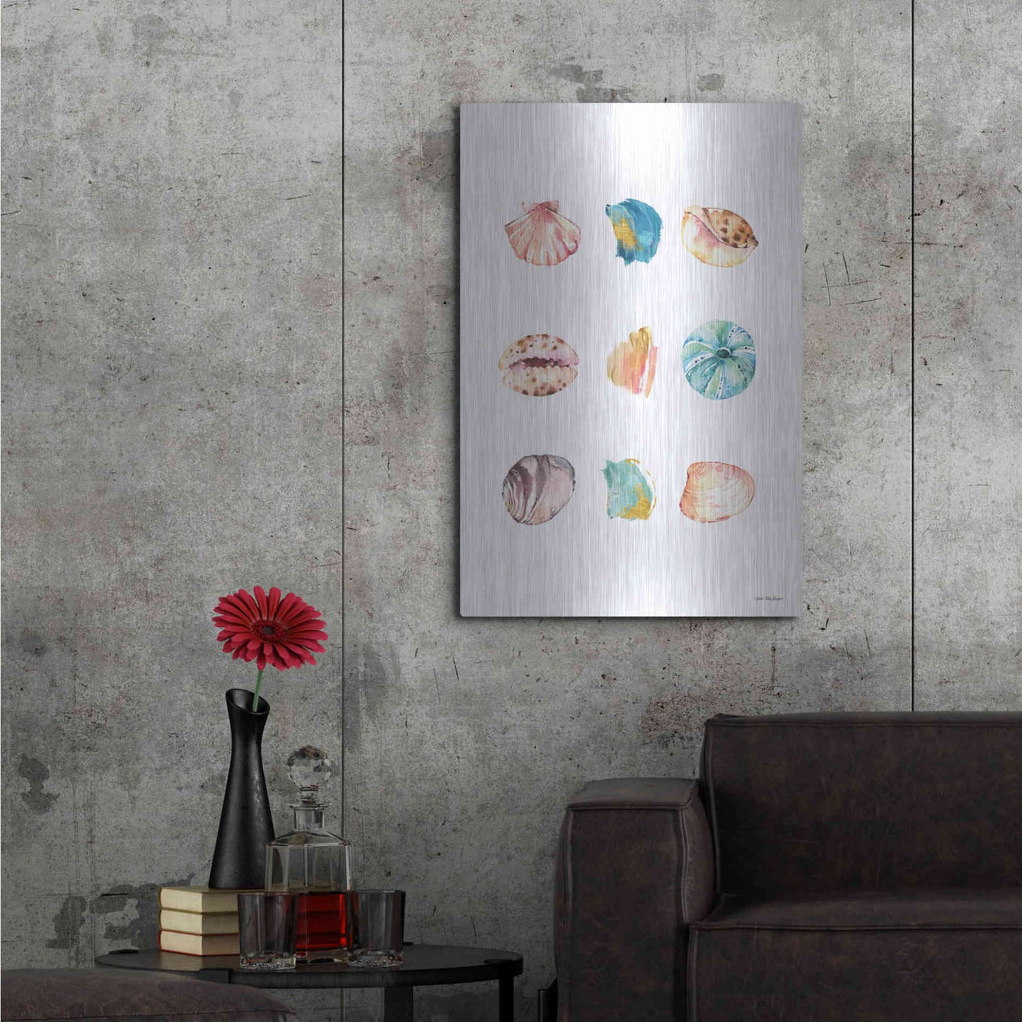 Luxe Metal Art 'Sea and Brush Strokes II' by Seven Trees Design, Metal Wall Art,24x36