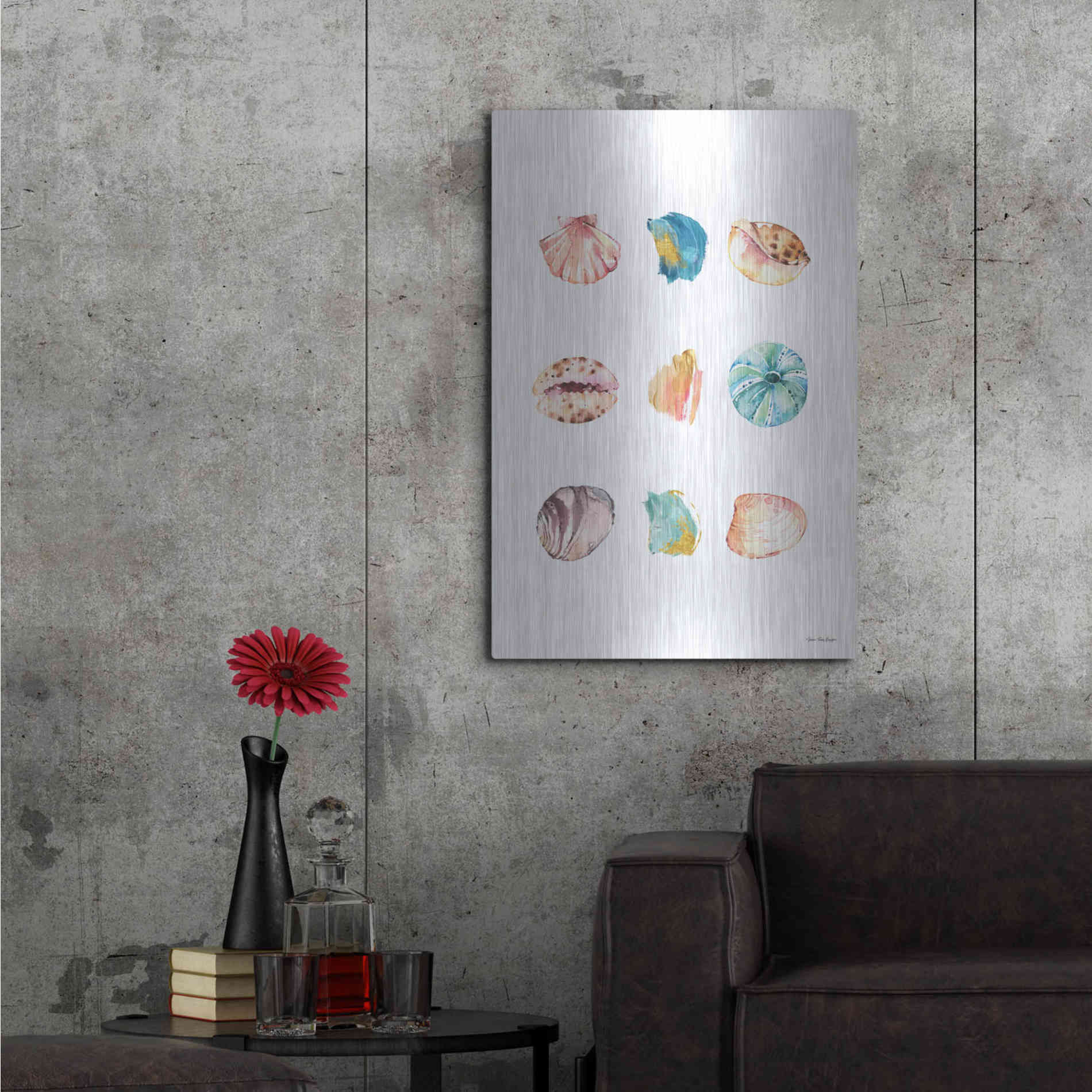 Luxe Metal Art 'Sea and Brush Strokes II' by Seven Trees Design, Metal Wall Art,24x36