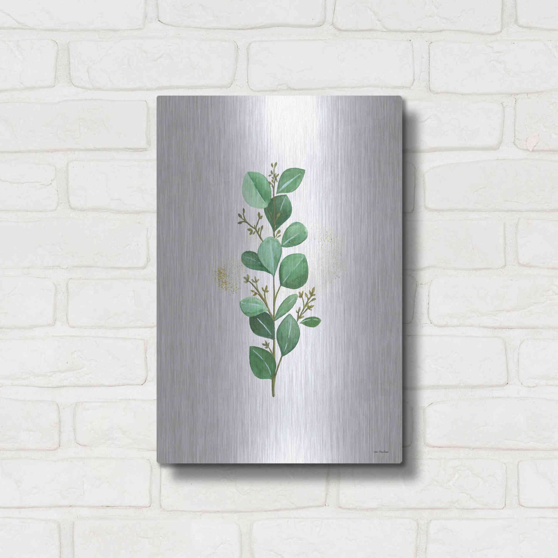 Luxe Metal Art 'Eucalyptus II' by Seven Trees Design, Metal Wall Art,12x16