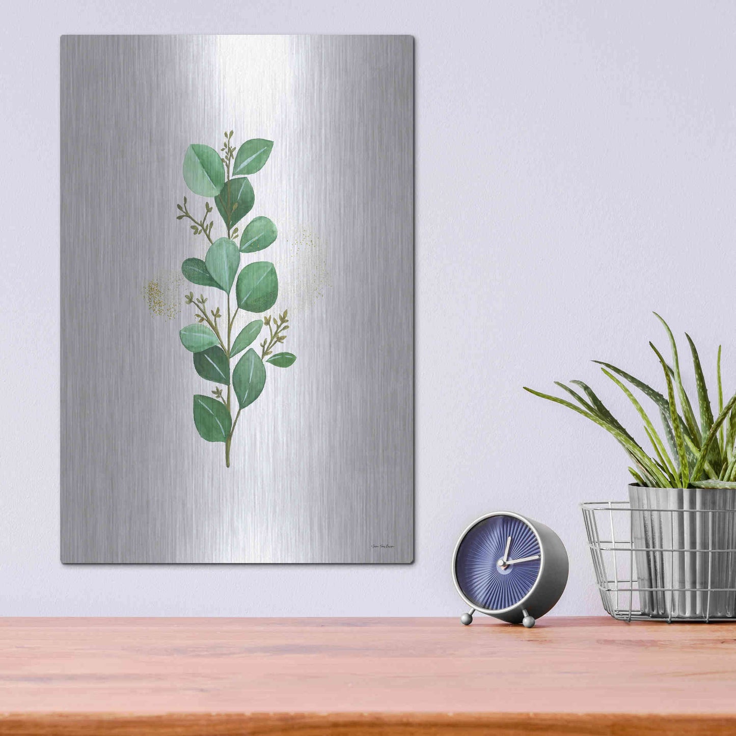 Luxe Metal Art 'Eucalyptus II' by Seven Trees Design, Metal Wall Art,12x16