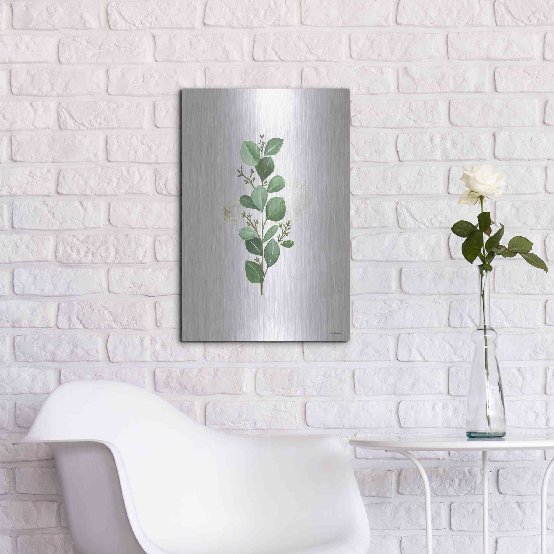 Luxe Metal Art 'Eucalyptus II' by Seven Trees Design, Metal Wall Art,16x24